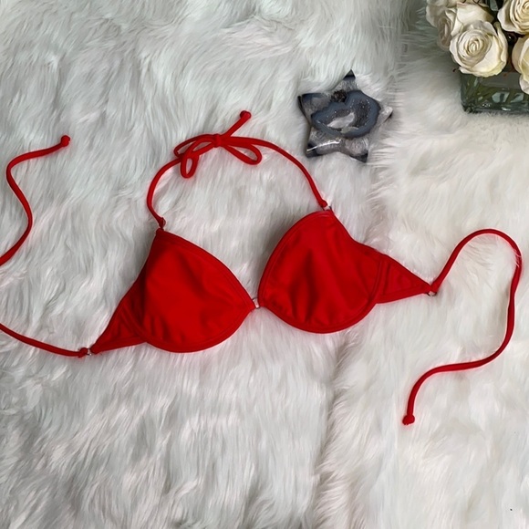 Red Bikini Top Size Small  Underwire - Picture 2 of 7